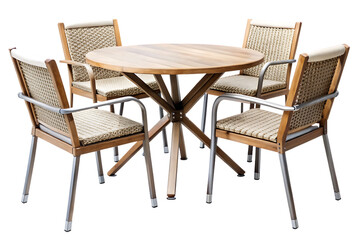 outdoor table and chairs isolated on white background PNG .GENERATIVE AI