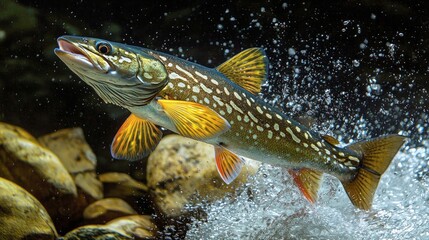 Stunning Image of a Fish Leaping in a River: Dynamic Nature Photography