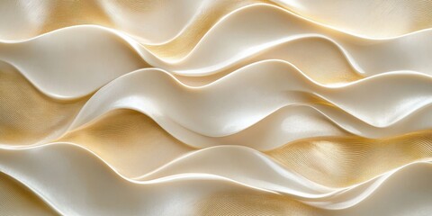 Obraz premium Mesmerizing waves of white and gold create intricate patterns, offering a captivating depth and subtle contrast