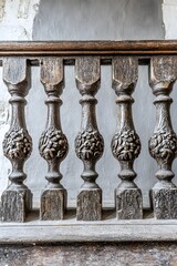 Antique Wooden Balustrade Detail Closeup Image