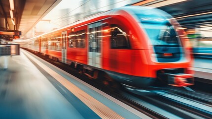 Fototapeta premium Fast train departing station