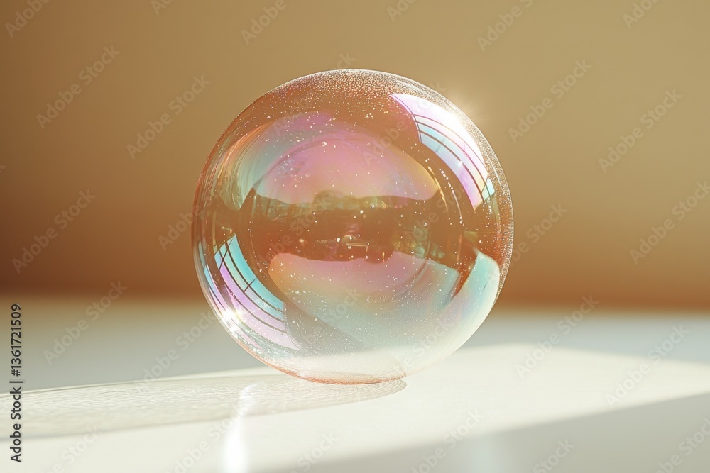Aufkleber bubble reflecting colorful light in a bright indoor setting during the day