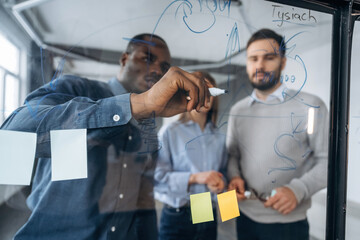 Planning the project. Professional workers are in the modern office together