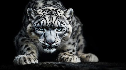 Obraz premium The regal posture of the snow leopard, the snow leopard in royal glory, the majestic presence of the snow leopard, the snow leopard sitting in royal aura, the regal posture of the snow leopard