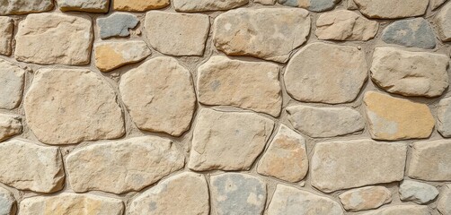 Obraz premium Ancient weathered stone wall texture, rough surface, varied tones, architecture, irregular