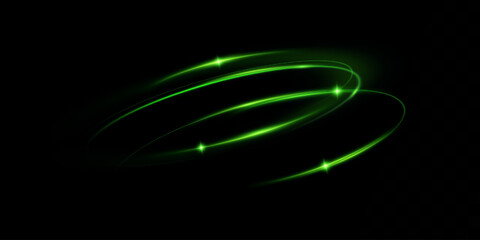 Green neon circle light.Blue glowing rings of light	