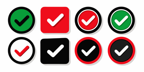 red and green buttons on white