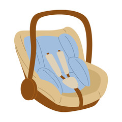 Baby car cradle. Transportation of newborns and babies in the car. Children's accessories. Child safety device. Vector illustration isolated on a transparent background.