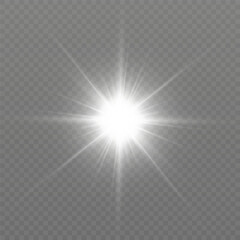 Glow effect. Star sparkles on a transparent background. Vector illustration. the sun	