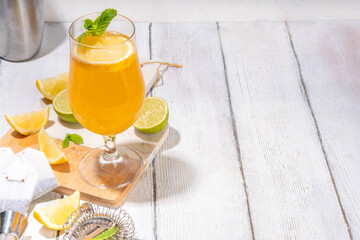 Trendy tea cocktail set, sparkling tea soda