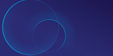 Abstract blue glowing geometric lines on dark blue background. Modern shiny blue circle lines pattern. Futuristic technology concept.