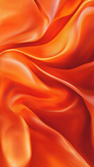 Obraz premium Glossy orange satin fabric flowing in smooth waves, perfect as a luxurious phone wallpaper.