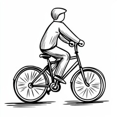 Naklejka premium Simple stick figure person riding a bicycle on a white background