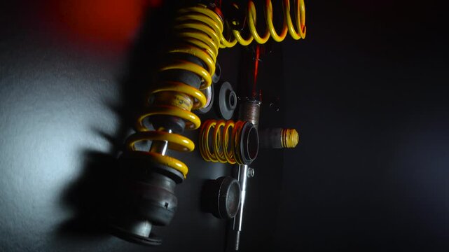 vertical video adjustable tuned sports suspension for a bench front-wheel drive car yellow coilovers