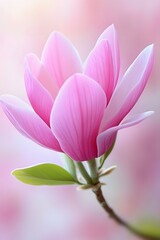 Fototapeta premium Stunning Pink Magnolia Blossom Close Up Macro Photography