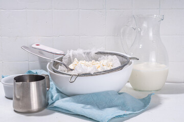 Cooking making cottage cheese