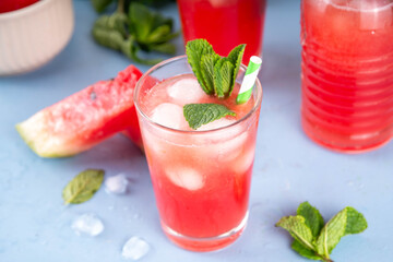 Homemade watermelon lemonade, iced watermelon juice