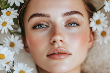 young woman with flower