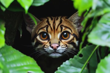 Margay Cat Portrait in the Wild Jungle of Central and South America