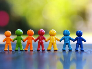 group of figures holding hands