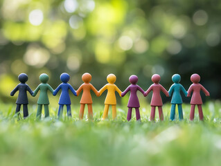 group of figures holding hands