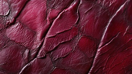 Rich maroon leather texture. Deep cracks and crevices create a striking, intricate pattern. A study in tactile detail