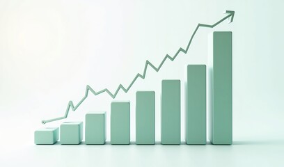 Upward trending bar graph shows steady growth success. AI Generated