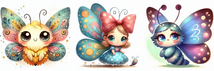 Adorable Butterfly Character Collection: Whimsical Design for Delightful Decor