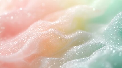 Dreamy pastel waves and delicate bubbles create a soft, ethereal texture. A calming, close-up view