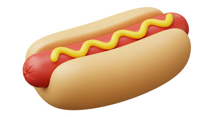 Isolated Delicious Cartoon Hot Dog with Mustard