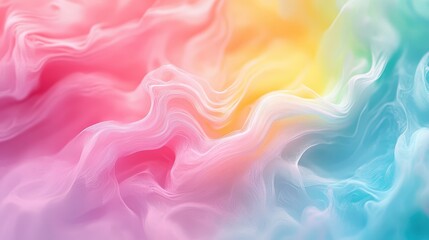 Obraz premium Dreamy pastel waves create a vibrant, abstract 3D landscape. Soft pinks, yellows, and blues blend for a mesmerizing, inviting feel