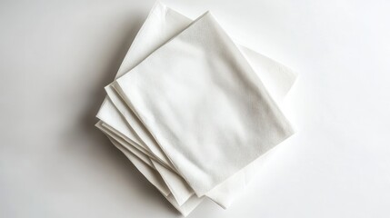 Naklejka premium Stacked white napkins on white background