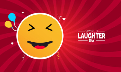 World Laughter Day. Holiday concept. perfect for  blue Background Template, placard, Banners, Cards, Posters design template, Classic Social Media Post with text inscription.
