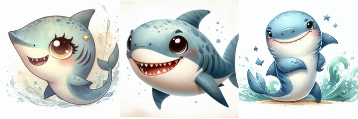 Enchanting Collection Cute Cartoon Sharks