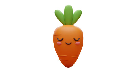 Isolated Smiling Carrot Character in 3D Render