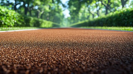 A tennis court surrounded by lush trees in the background with copy space for text evoking a serene sports environment