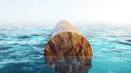 A pipe floating in the water capturing the excitement of log rolling water sport with space for text