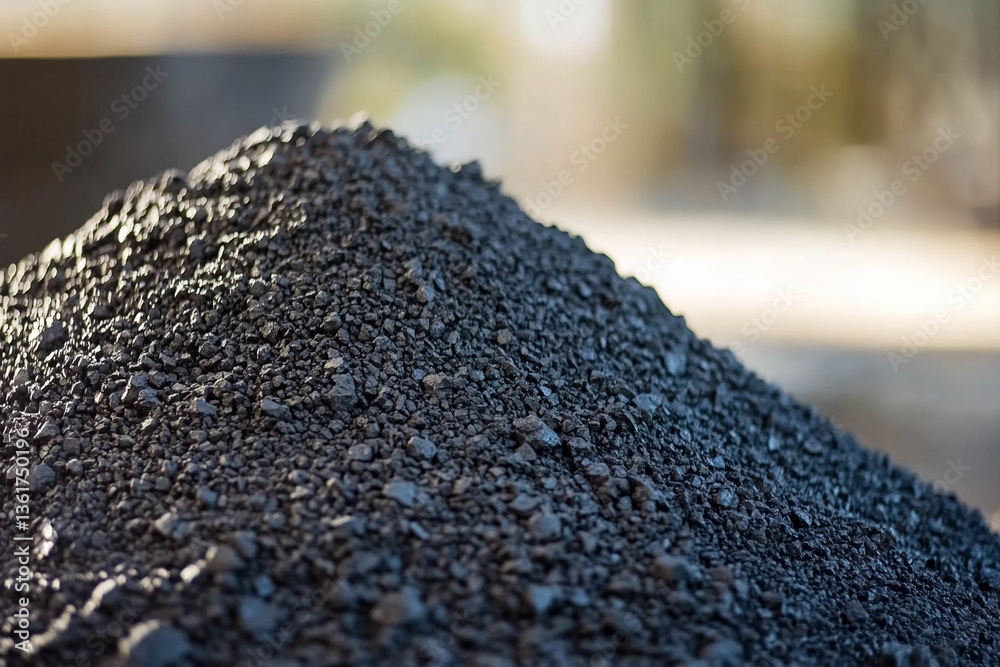 Poster Tungsten ore pile on blurred background in outdoor setting Generative AI