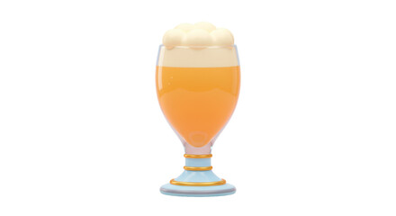 Isolated Golden Beer Glass with Frothy Head in Cartoon Style