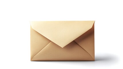 Beige envelope isolated on white background.