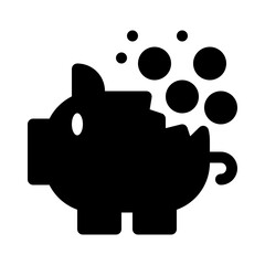 Piggy Bank Broken glyph icon