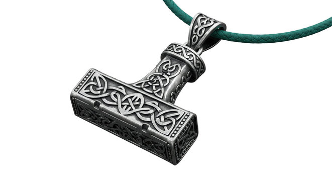 recommend clip art: Isolated Thor's Hammer Pendant with Celtic Knot Design