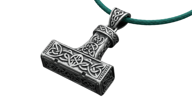 Isolated Thor's Hammer Pendant with Celtic Knot Design