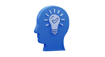 Isolated Head Silhouette with Idea Bulb Inside