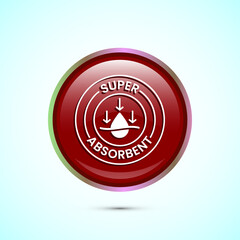 Water absorbent icon design illustration, Water drop absorb sign, symbol, Red color round button design