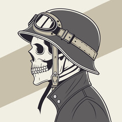 Skull with biker helmet bold motorcycle rider tattoo & vector Art transparent background printable svg design