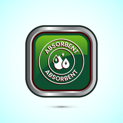 Water absorbent icon design illustration, Water drop absorb sign, symbol, Green color square button design