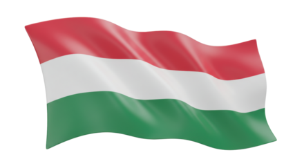 Isolated Waving Flag of Hungary