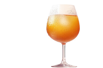 A Refreshing Amber Beverage, Chilled And Perfectly Poured Into A Stemmed Glass, Glistening With Condensation, Inviting A Taste Of Summers Sweet Escape Isolated on Transparent Background