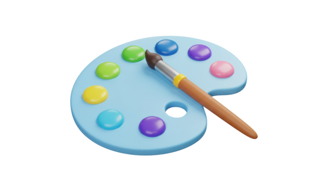 Isolated Paint Palette with Brush Cartoon Style